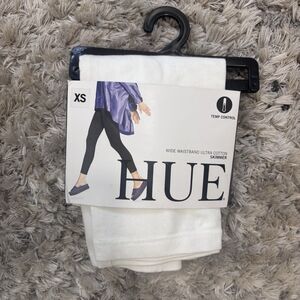 HUE White Ultra Temp Control Cotton Leggings Size X-Small U17554 Wide Waistband